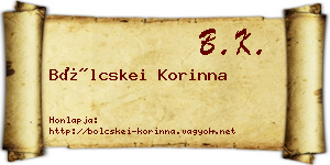 Bölcskei Korinna névjegykártya